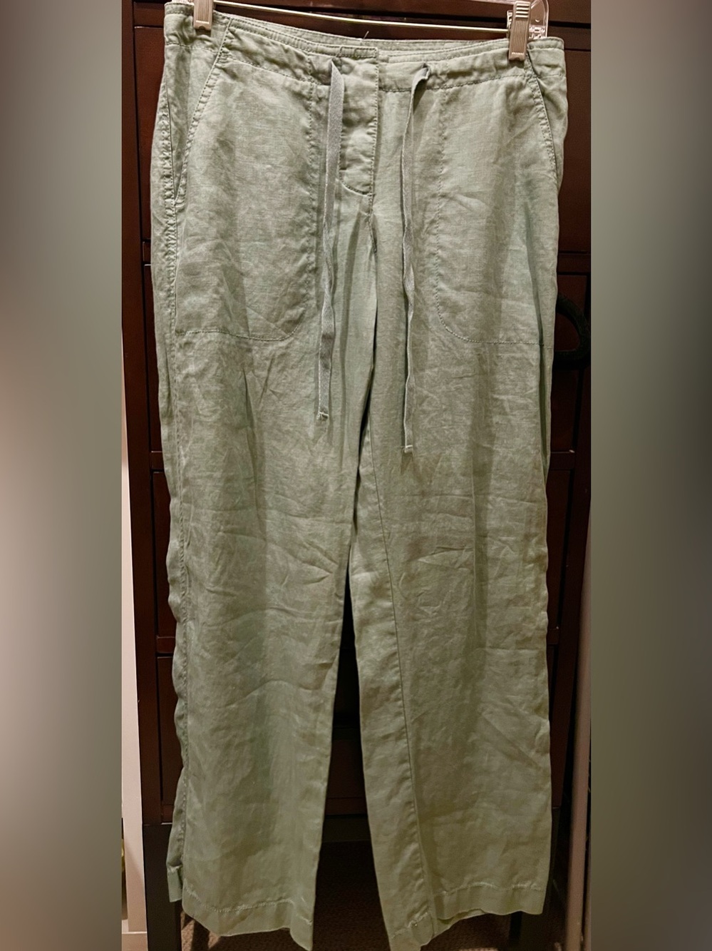 L.L. Bean Sage Green Drawstring Linen Pants